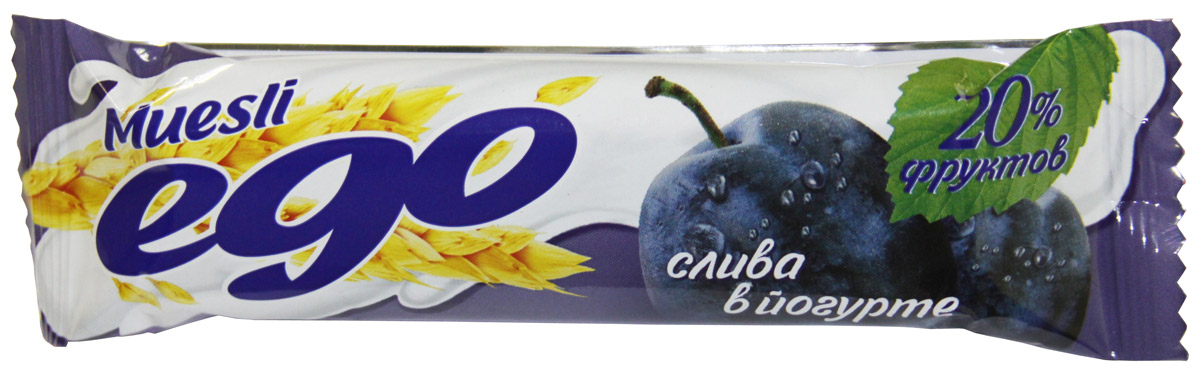 Ego Батончик мюсли со вкусом Слива в йогурте, 25 г4607061252544 Ego Батончик мюсли со вкусом Слива в йогурте, 25 г4607061252544Батончики мюсли Ego - это новое поколение диетических продуктов, концентрированный набор крупноволокнистой пищи, витаминов и микроэлементов. Они изготавливаются из пшеничных и овсяных хлопьев, экструдированной кукурузы и риса, различных фруктов, семян подсолнечника, орехов и мальтозного сиропа. Прекрасно подходят для диетического питания. Уважаемые клиенты! Обращаем ваше внимание на то, что упаковка может иметь несколько видов дизайна. Поставка осуществляется в зависимости от наличия на складе.