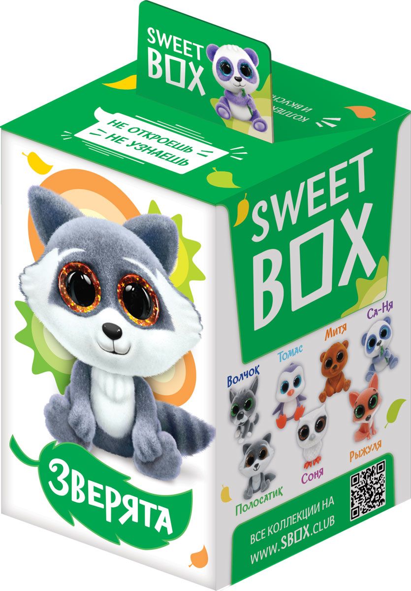 Sweet Box Зверята с кристальными глазами жевательный мармелад с игрушкой, 10 гУТ20711 Sweet Box Зверята с кристальными глазами жевательный мармелад с игрушкой, 10 гУТ20711Зверята – новая коллекция забавных игрушек в форме зверят с большими кристальными глазами! 7 милых зверят в коллекции.