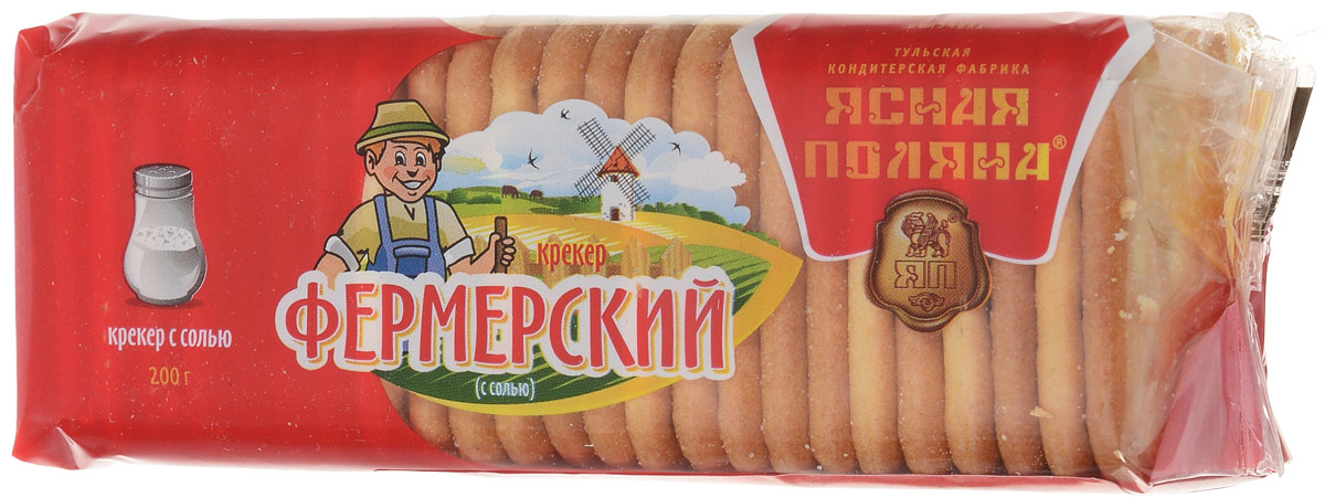 Фермерский крекер с солью, 200 гЯП08326 Фермерский крекер с солью, 200 гЯП08326Классический крекер Фермерский может использоваться как основа для бутербродов. Крекер - замена сладкого печенья для людей с повышенным содержанием сахара в крови.