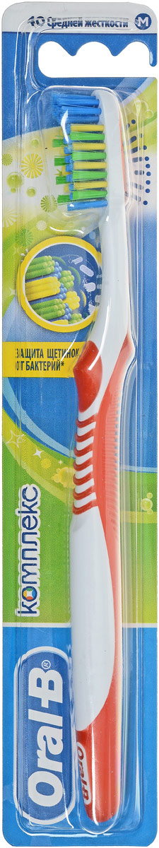 Oral-B Зубная щетка Комплекс. Антибактериальная 40, средняя жесткость, цвет: оранжевый81411736_оранжевый Oral-B Зубная щетка Комплекс. Антибактериальная 40, средняя жесткость, цвет: оранжевый81411736_оранжевыйЗубная щетка Oral-B. Комплекс с щетиной средней жесткости - антибактериальная защита в течение всего дня. Особенности щетки: Удаляет до 90% налета в труднодоступных местах. Способствует здоровью и укреплению десен. Очищает вдоль линии десен. Полирует поверхность эмали, удаляет пятна. Удаляет с языка бактерии - причину появления неприятного запаха. Массирует десны. Бережно очищает эмаль и десны.