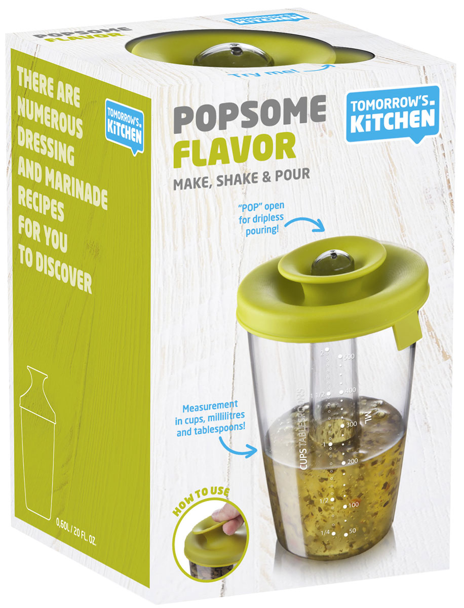 Емкость-шейкер для приготовления соусов и маринадов Tomorrows Kitchen PopSome2833660 Емкость-шейкер для приготовления соусов и маринадов Tomorrows Kitchen PopSome2833660Шейкер серии PopSome изготовлен из высококачественного пластика. Он идеально подходит для приготовления соусов и маринадов. Для этого у него есть разметка (чашка, мл, столовая ложка) и герметичная крышка. Характеристики: Материал: пластик, резина. Размер емкости: 16 см x 11 см х 11 см. Размер упаковки: 16 см x 11,5 см x 11 см.