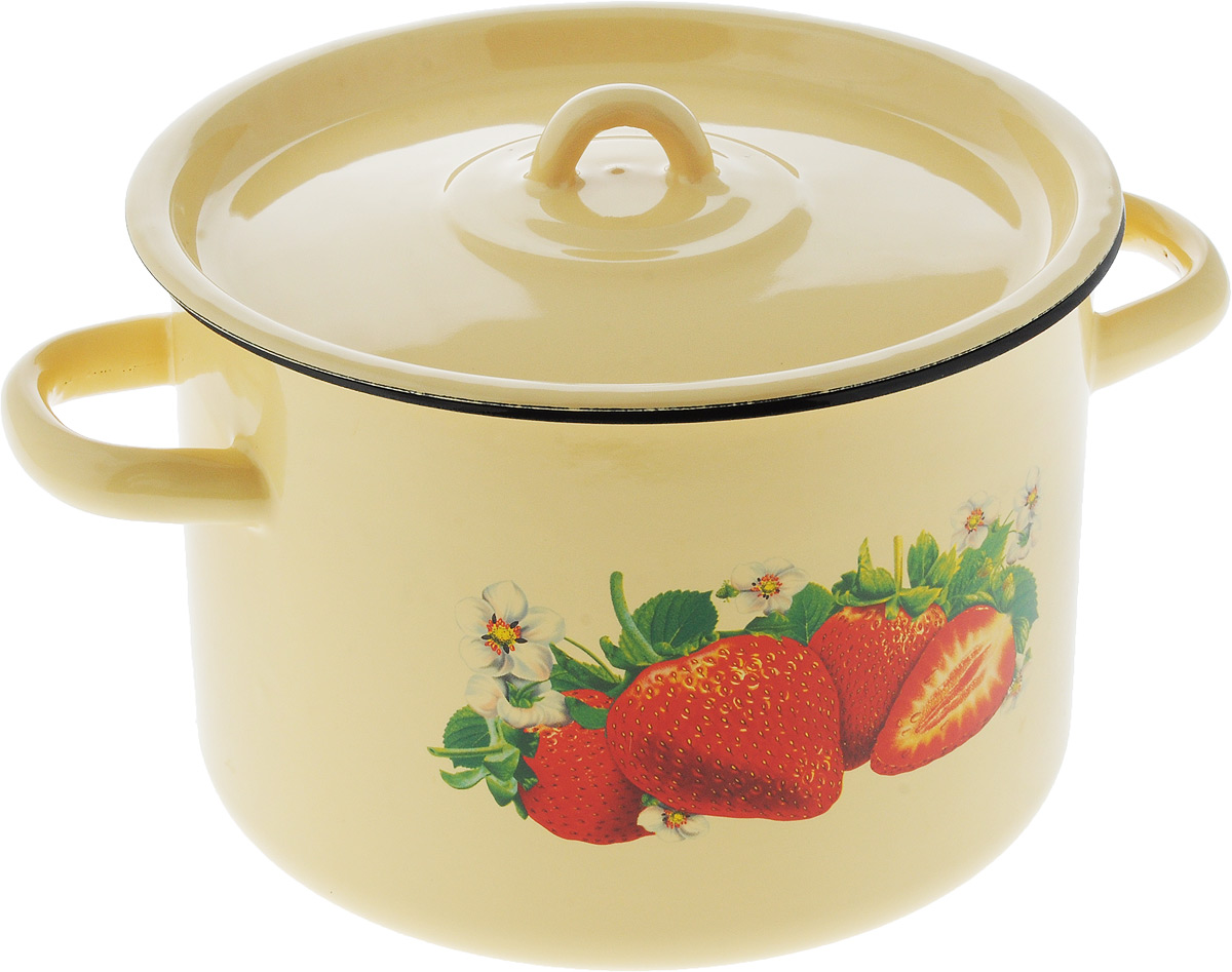 Кастрюля эмалированная СтальЭмаль Клубника с крышкой, 4,5 л1с17с_желтый, клубника Кастрюля эмалированная СтальЭмаль Клубника с крышкой, 4,5 л1с17с_желтый, клубникаКастрюля СтальЭмаль Клубника выполнена из стали высокого качества с эмалированным покрытием. Внешние стенки оформлены ярким изображением. Эмаль устойчива к пищевым кислотам, не вступает во взаимодействие с продуктами и не искажает их вкусовые качества. Кроме того, такое покрытие долговечно, оно устойчиво к механическому воздействию, не царапается, а стальная основа практически не подвержена механической деформации, благодаря чему срок эксплуатации увеличивается. Кастрюля оснащена стальной крышкой и двумя ручками по бокам. Подходит для всех типов плит, включая индукционных. Диаметр кастрюли (по верхнему краю): 21 см. Высота стенки: 21 см. Ширина (с учетом ручек): 28 см.