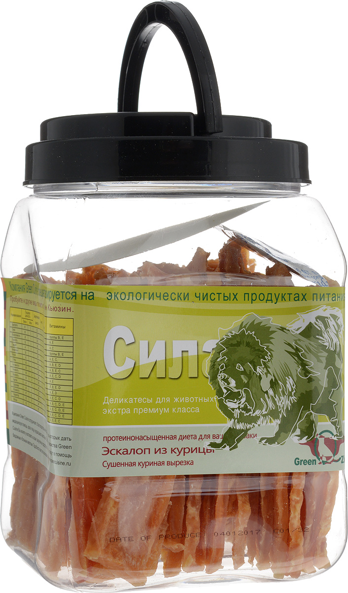Лакомство для собак GreenQZin Сила, сушеная куриная вырезка, 750 гChSl750t Лакомство для собак GreenQZin Сила, сушеная куриная вырезка, 750 гChSl750tСтимулирует развитие и рост костного скелета и мышечного корсета вашего питомца. Благодаря наличию высококачественного и легкоусвояемого белка способствует развитию силы собаки.