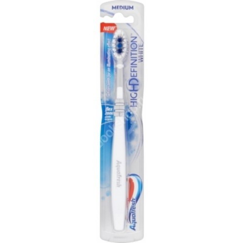 Aquafresh зубная щетка Хай Дефинишн Уайт20021540 Aquafresh зубная щетка Хай Дефинишн Уайт20021540Зубная щетка Aquafresh High Definition WhiteНовая зубная щетка Aquafresh High Definition White содержит на 30% большещетинок по сравнению с обычной зубной щеткой. Щетина средней жесткости.В центре системы ILLUMIBRISTLES расположена специальная вставка, котораяначинает удалять потемнение зубной эмали и полировать поверхность зубовуже во время первой чистки. Чрезмерное надавливание может привеcти кполомке основания головки щетки. Рекомендуется менять зубную щеткукаждые 3 месяца. Срок годности 5 лет с даты, указанной на упаковке.
