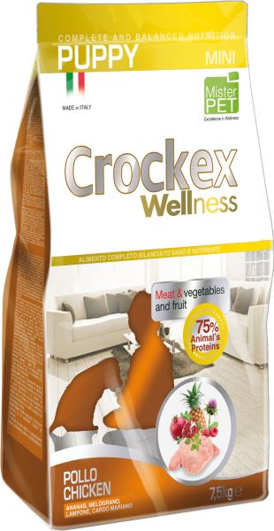 Корм сухой Crockex Wellness для щенков мелких пород, курица с рисом, 2 кг65192 Корм сухой Crockex Wellness для щенков мелких пород, курица с рисом, 2 кг65192Этот полноценный рацион, дополненный функциональными ингредиентами, поддержит здоровье собаки. Сердцевина ананаса способствует правильному функционированию пищеварительной системы, Гранат и Малина являются превосходными источниками витамина С и богаты полифенолами, антиоксидантами и натуральными укрепляющими веществами с антивозрастным эффектом, которые служат для борьбы со свободными радикалами. Расторопша - лекарственное растение, содержащее силимарин и силибинин, вещества, известные своими противовоспалительными свойствами и эффективно защищающие печень. Пребиотики FOS и MOS помогают модулировать кишечную флору, улучшая таким образом усвоение питательных веществ. Использование риса в качестве первого источника углеводов и свежего мяса цыпленка (15%) обеспечивает высокую перевариваемость и отличную аппетитность рациона. Состав: обезвоженное мясо цыпленка (25%), рис (20%), кукуруза, свежее мясо цыпленка (15%), кукурузная мука, цыплячий жир, рыбная мука, льняное семя (2%),...
