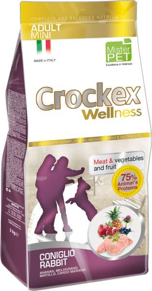 Корм сухой Crockex Wellness для собак мелких пород, кролик с рисом, 2 кг65194 Корм сухой Crockex Wellness для собак мелких пород, кролик с рисом, 2 кг65194Этот полноценный рацион, дополненный функциональными ингредиентами, поддержит здоровье собаки. Сердцевина ананаса способствует правильному функционированию пищеварительной системы, Гранат и Малина являются превосходными источниками витамина С и богаты полифенолами, антиоксидантами и натуральными укрепляющими веществами с антивозрастным эффектом, которые служат для борьбы со свободными радикалами. Расторопша - лекарственное растение, содержащее силимарин и силибинин, вещества, известные своими противовоспалительными свойствами и эффективно защищающие печень. Пребиотики FOS и MOS помогают модулировать кишечную флору, улучшая таким образом усвоение питательных веществ. Использование риса в качестве первого источника углеводов и свежего мяса кролика (15%) обеспечивает высокую перевариваемость и отличную аппетитность рациона. Состав: обезвоженное мясо цыпленка (19%), рис (18%), кукуруза, свежее мясо кролика (15%), кукурузная мука, обезвоженное мясо кролика (12 %), цыплячий жир,...