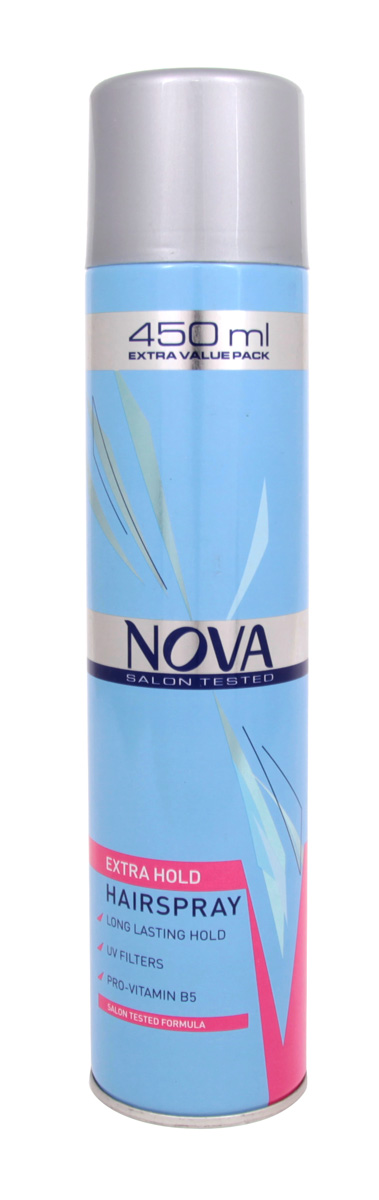 Лак сильной фиксации Nova 450 мл (красный)5021156120195 Лак сильной фиксации Nova 450 мл (красный)5021156120195Современные компоненты,входящие в состав лака с провитомином B5,обеспечивают хорошую фиксацию и блеск без видимых следов утяжеления и склеивания волос.Лак фиксирует самые сложные формы и одновременно способствует восстановлению и укреплению поврежденной структуры волос.Питательные добавки придают волосам роскошный,шелковый блеск.