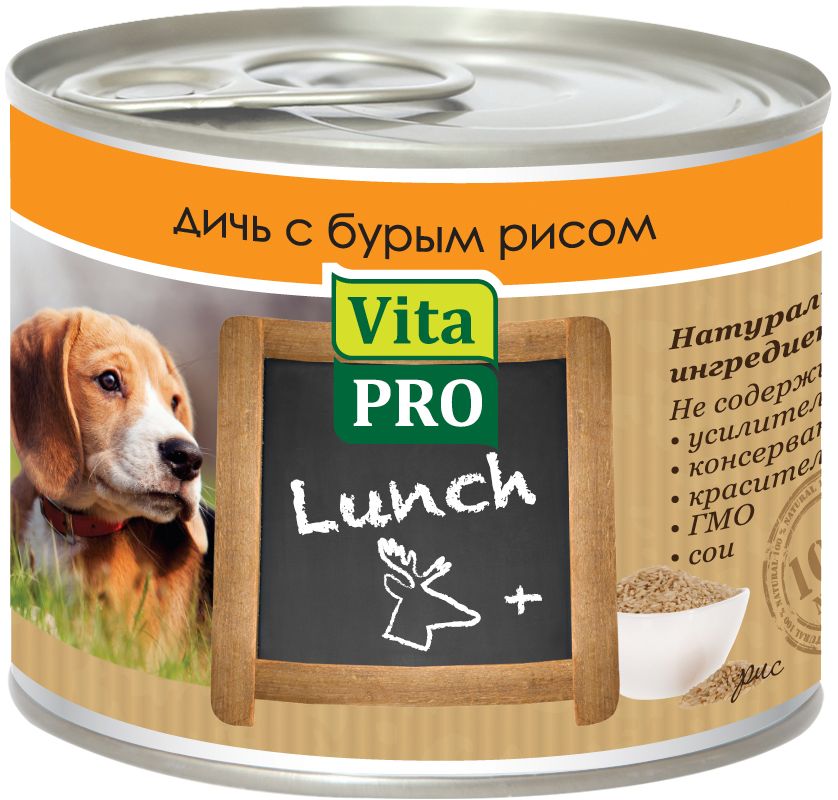 Консервы Vita ProLunch для собак, дичь и рис, 200 г90062 Консервы Vita ProLunch для собак, дичь и рис, 200 г90062Корм, сочетающий высококачественное мясо с овощными и злаковыми добавками и обеспечивающий полноценный ежедневный рацион. Без консервантов, красителей, усилителей вкуса.
