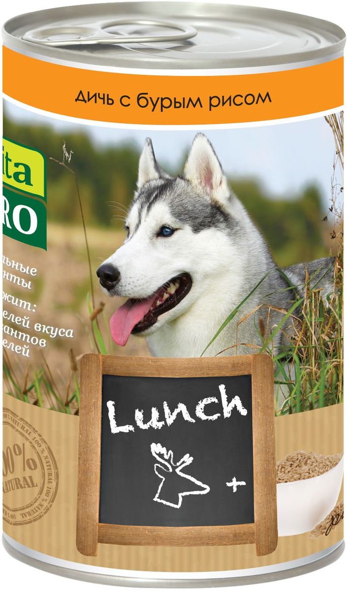 Консервы Vita ProLunch для собак, дичь и рис, 400 г90063 Консервы Vita ProLunch для собак, дичь и рис, 400 г90063Корм, сочетающий высококачественное мясо с овощными и злаковыми добавками и обеспечивающий полноценный ежедневный рацион. Без консервантов, красителей, усилителей вкуса.
