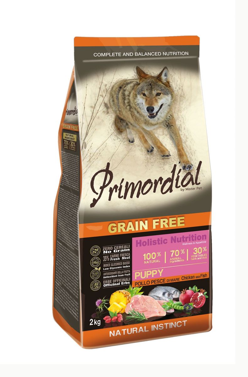 Корм сухой Primordial для щенков, беззерновой, курица и рыба, 2 кгMSP5002 Корм сухой Primordial для щенков, беззерновой, курица и рыба, 2 кгMSP5002Беззерновой корм класса холистик. Специально отобранные виды мяса и рыбы поддерживают низкий гликемический индекс,гарантируют высокую аппетитность и перевариемость корма.