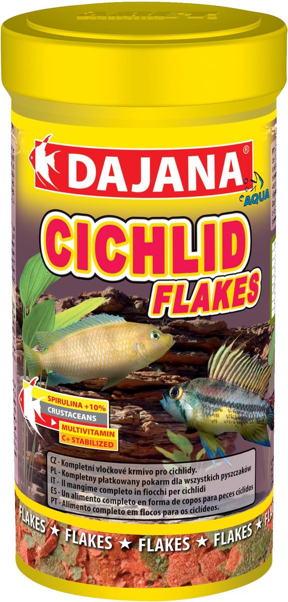Корм для рыб Dajana Cichlid Flakes, 250 млDP005B Корм для рыб Dajana Cichlid Flakes, 250 млDP005BКомплексный хлопьеобразный корм для цихлид. Корм состоит из 2-х видов хлопьев и содержит Spirulina и Chlorella укрепляющие иммунитет.