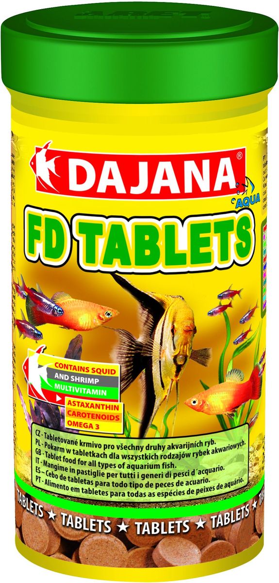 Корм для рыб Dajana Fd Tropical Tablets, 250 млDP050B Корм для рыб Dajana Fd Tropical Tablets, 250 млDP050BСпециализированный корм в виде клеящихся таблеток, содержит несколько видов лиофизированного планктона для всех видов тропических рыбок. Корм очень питательный и богат витаминами, что способствует здоровью и правильному развитию рыбок. Корм не мутит воду в аквариуме.