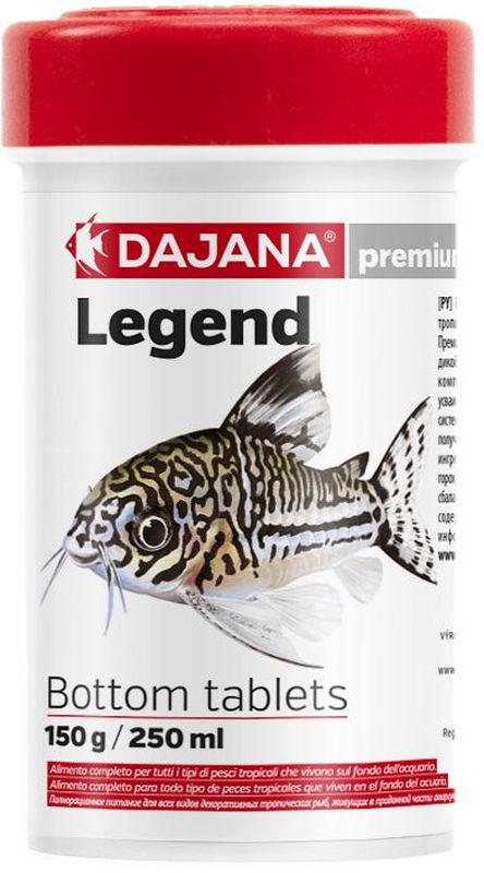 Корм для рыб Dajana Legend Bottom Tablets, 100 млDP054A1 Корм для рыб Dajana Legend Bottom Tablets, 100 млDP054A1Полнорационный корм в таблетках для донных рыб. Корм Legend изготавливается по новой премиум-формуле, имититующей корм рыб в дикой природе, улучшает пищеварение укрепляет иммунную систему, помогает здоровой окраске рыб, снижает биологическую нагрузку в аквариуме.