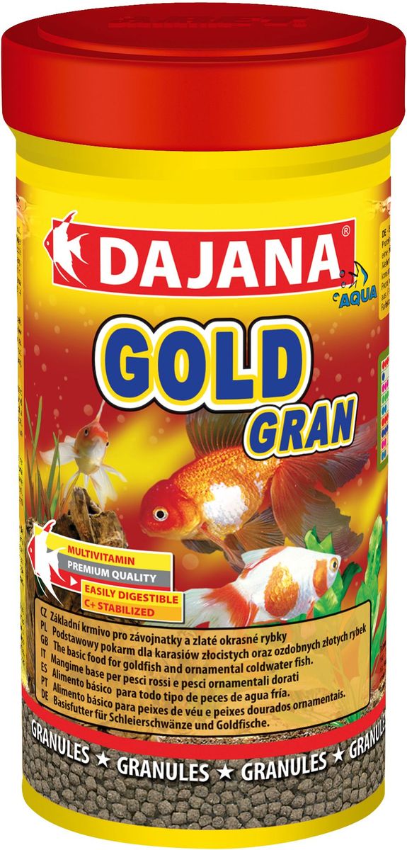 Корм для рыб Dajana Gold Gran, 250 млDP101B Корм для рыб Dajana Gold Gran, 250 млDP101BГранулированный корм для золотых карасей и золотых декоративных рыбок. Пестрая смесь отборного сырья и витаминов способствует хорошему росту и здоровью рыб.