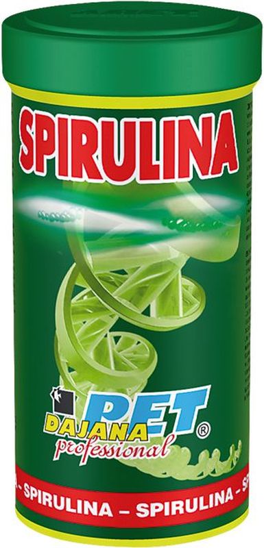 Корм для рыб Dajana Spirulina, 100 млDP220A Корм для рыб Dajana Spirulina, 100 млDP220AСушеные микроскопические водоросли с высоким содержанием протеинов и бета-каротина. Наряду с прямым потреблением, является важным компонентом для приготовления специальных кормов для мальков, пресноводных креветок и т.д. Способствует репродукции и окраске.