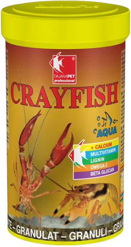 Корм для раков Dajana Crayfish, 100 млDP109A Корм для раков Dajana Crayfish, 100 млDP109AКомплексный гранулированный корм для аквариумных раков. Содержит оптимальное сбалансированное количество всех важных веществ, минералов и натуральных витаминов, специально подобранных для здорового роста и правильной замены жесткого панциря.