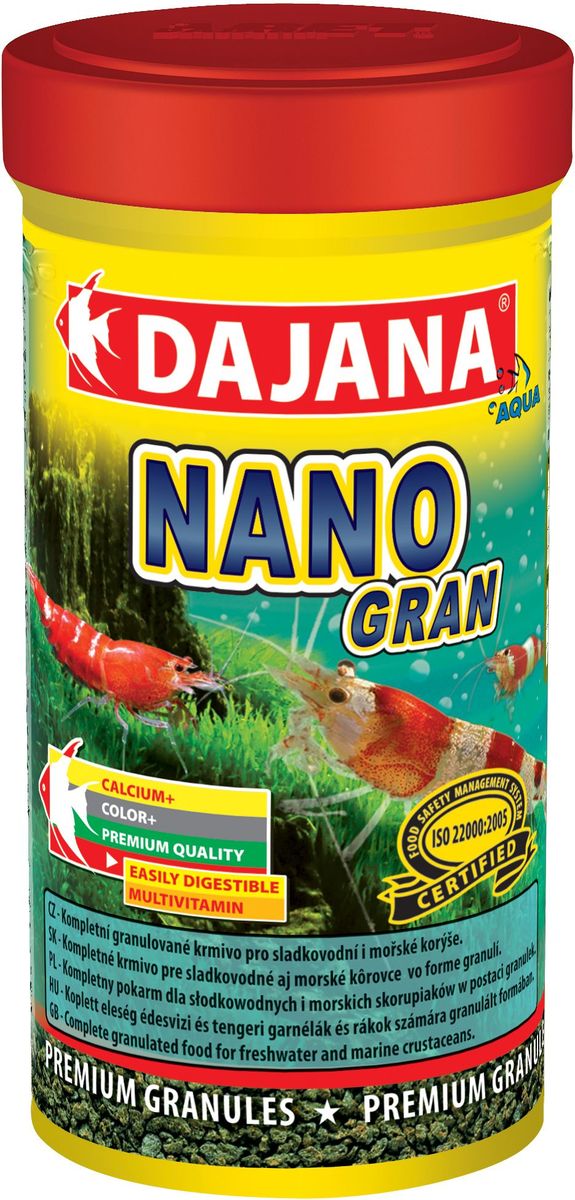 Корм для крабов и креветок Dajana Nano Gran, 100 млDP114A Корм для крабов и креветок Dajana Nano Gran, 100 млDP114AСбалансированный гранулированный корм для пресноводных и морских ракообразных, креветок и крабов. Гранулы корма состоят из отборных компонентов, содержащих множество витаминов аминокислот и минералов. Корм имеет отличные вкусовые качества, охотно съедается, легко усваивается, остатки не загрязняют аквариумную воду.