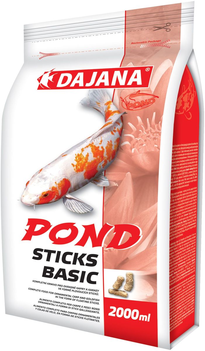 Корм для рыб прудовых Dajana Pond Stick Basic, 2 л (180 г)DP302S Корм для рыб прудовых Dajana Pond Stick Basic, 2 л (180 г)DP302SСбалансированный корм для декоративных карпов и золотых рыбок в форме плавающих палочек. Белые палочки содержат пшеничный зародыш- натуральный источник витамина Е. Плавающий корм, упрощающий кормление декоративных рыб в садовых прудах.