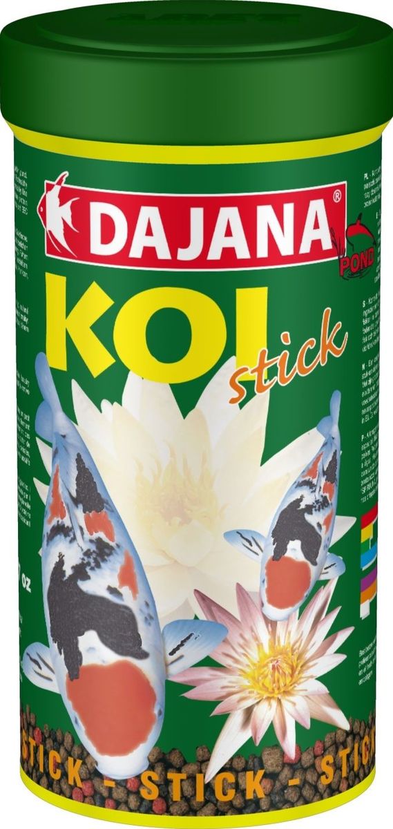 Корм для рыб прудовых Dajana Koi Stick, 1 л (450 г)DP303D Корм для рыб прудовых Dajana Koi Stick, 1 л (450 г)DP303DКомплексный корм для декоративных карасе.Специальные кусочки хорошо держатся на воде и содержат все питательные вещества необходимые для развития и роста рыб. Kормите несколько раз в день так, чтобы рыбы съели корм в течение нескольких минут.