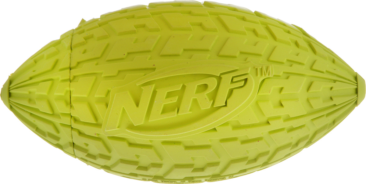 Игрушка для собак Nerf Шина. Мяч для регби, с пищалкой, длина 10 см22439_салатовый Игрушка для собак Nerf Шина. Мяч для регби, с пищалкой, длина 10 см22439_салатовыйИгрушка для собак Nerf Шина. Мяч для регби выполнена из резины в форме мяча для регби с уникальным рисунком протектора шины. Игрушка оснащена пищалкой, что вызовет дополнительный интерес вашего питомца. Такая игрушка порадует вашего любимца, а вам доставит массу приятных эмоций, ведь наблюдать за игрой всегда интересно и приятно. Размер игрушки: 5 х 5 х 10 см.