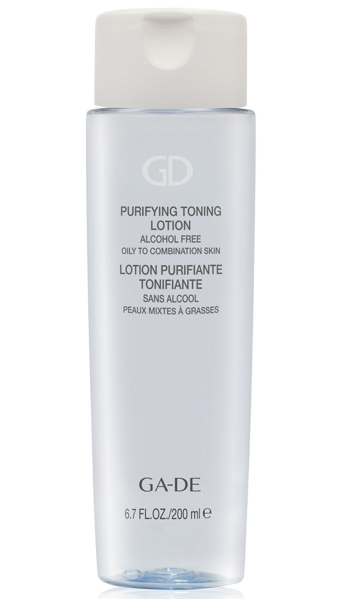 GA-DE Тоник для лица Purifying Toning Lotion (для жирной и комбинированной кожи), 200 мл137100000 GA-DE Тоник для лица Purifying Toning Lotion (для жирной и комбинированной кожи), 200 мл137100000Завершающий этап очищения. Специальный тоник для поддержания постоянства кожной среды. Предназначен для жирной и комбинированной кожи лица. Оказывает успокаивающее действие на кожу, стимулирует внутриклеточную выработку антимикробных пептидов, сужает поры, увлажняет жирную кожу. Экстракт мяты очищает и освежает кожу, тонизирует и повышает ее упругость.