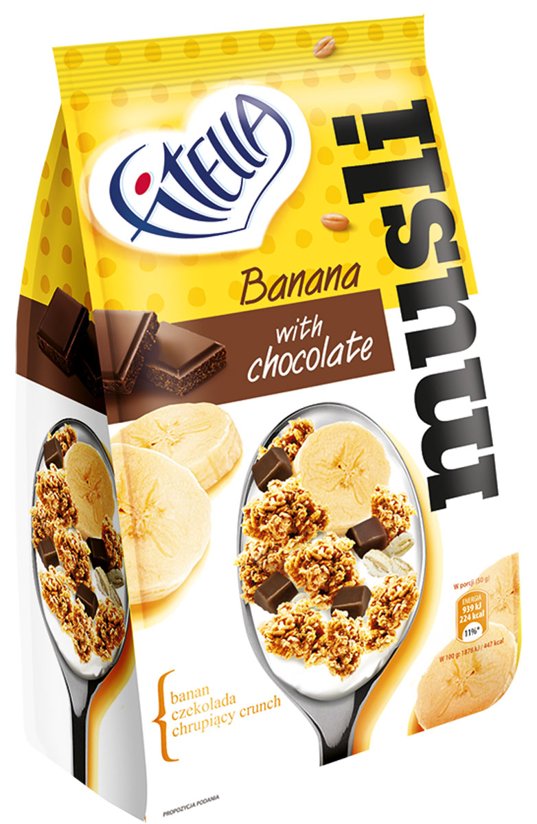 Fitella Muesli Banana мюсли с бананом и шоколадом, 300 г14286 Fitella Muesli Banana мюсли с бананом и шоколадом, 300 г14286Fitella - это европейский бренд на рынке сухих завтраков, который уже завоевал доверие и популярность среди потребителей Европы. За счет удобной упаковки, перекусить теперь можно везде. Удобно брать с собой (сумка, карман). Сухое использование – здоровая замена вредного фаст-фуда.