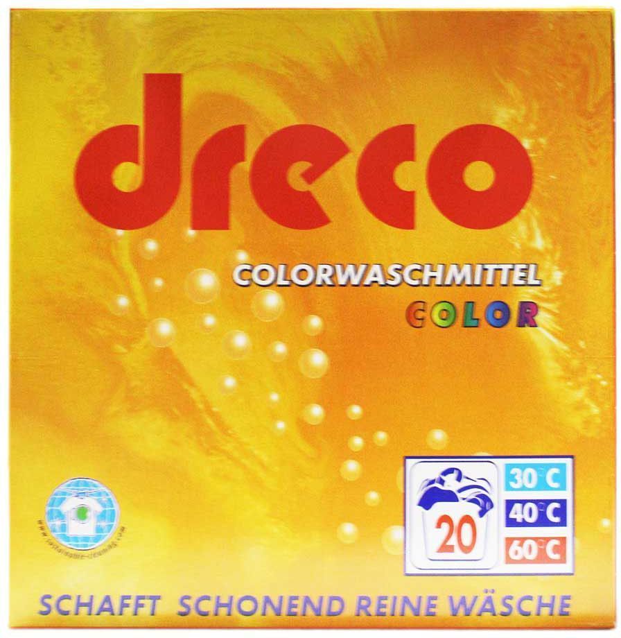 Стиральный порошок Dreco, для цветного белья, 3 кг1617 Стиральный порошок Dreco, для цветного белья, 3 кг1617Стиральный порошок для цветного белья. Для использования в любых стиральных машинах и ручной стирки при температуре от 30 до 60 градусов. Удаляет грязь и жирные пятна даже при низких температурах, при этом структура ткани и цвет остается в прежнем виде. Применение: дозировка: Грязное белье Средне жесткая вода - 250мл на 10л воды. Не применять при стирке шерсти, мохера, трикотажа. Состав: менее 5% фосфаты, менее 5% анионные тензиды, мыло, 15-30% неанионные тензиды, консерванты, энзимы, отдушка.