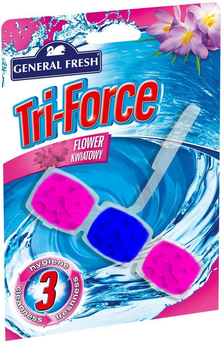 Подвеска General Fresh Тройная сила. Kostka WC Tri-Force, для очистки и ароматизации туалета, 1 шт. 517001517001 Подвеска General Fresh Тройная сила. Kostka WC Tri-Force, для очистки и ароматизации туалета, 1 шт. 517001517001высокоэффективная инновационная формула освежителя для унитазов Tri-Force обеспечивает идеальную чистоту и свежесть. Тройная сила ингредиентов создает обильную, густую пену, которая убивает микробы надолго и обеспечивает наибольший чистящий эффект.