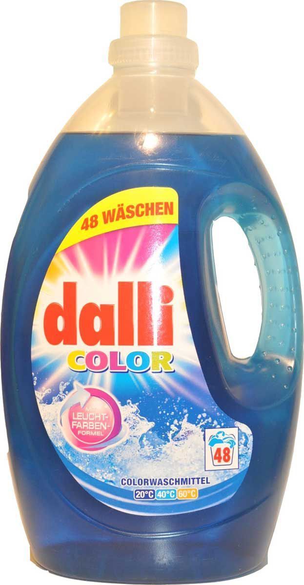 Гель для стирки цветного белья Dalli Колор Гель XL, на 48 стирок, 3,6 л527281 Гель для стирки цветного белья Dalli Колор Гель XL, на 48 стирок, 3,6 л527281Концентрированный гель для стирки цветного и белого белья, не требующего отбеливания, с системой защиты цвета при Т 30С-60С. Специальная формула не только восстанавливает цвет, и ухаживает за волокнами, но и надежно защищает яркость, свежесть и насыщенность красок.Не содержит фосфаты, не требует доп. средств от извести. Применение: нормальное загрязнение, средняя вода-75мл=2 колпачка, ручная стирка 38 мл= 1 колпачок на 5 литров воды. Состав: 5-15% анионовые тензиды, неанионные тензиды, менее 5% мыло и фосфонаты, содержит энзимы, отдушку.