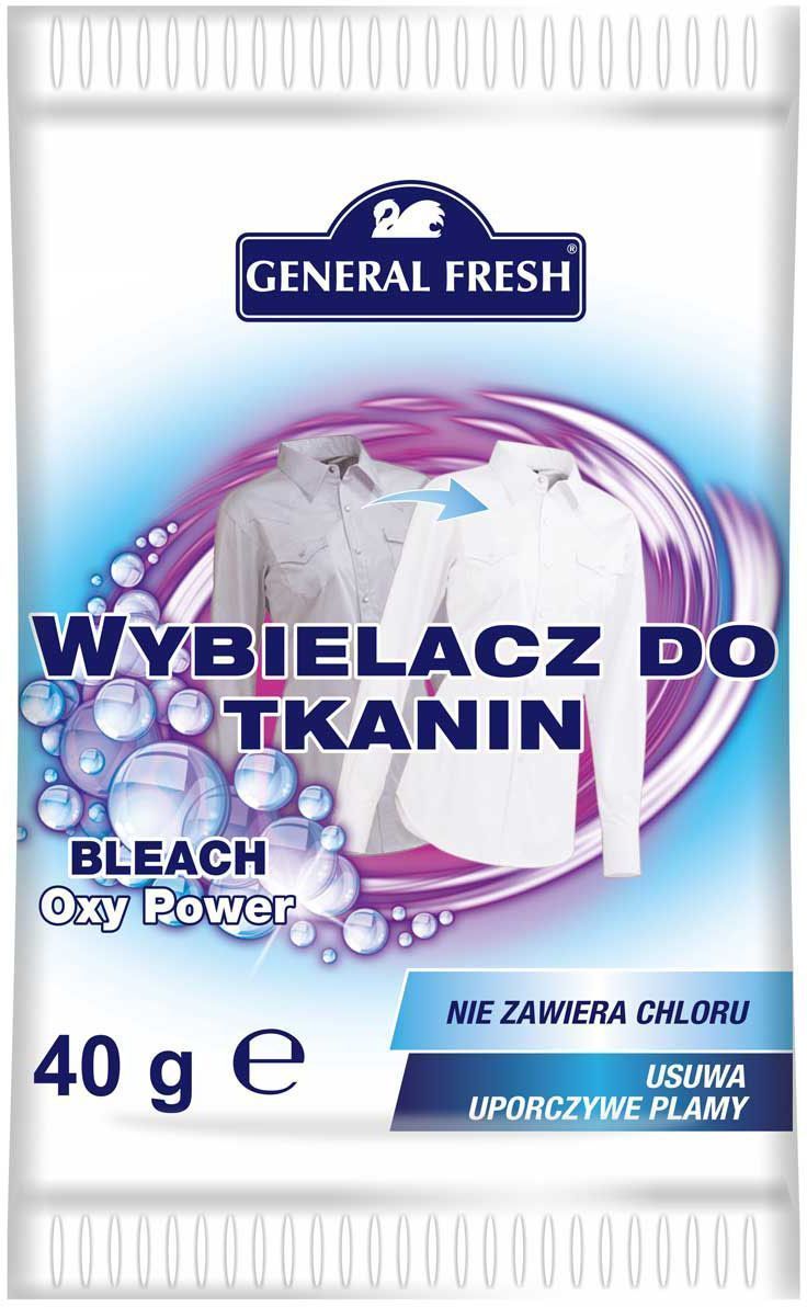 Суперотбеливатель General Fresh Major Domus, для тканей, оптический, 40 г586100 Суперотбеливатель General Fresh Major Domus, для тканей, оптический, 40 г586100Очень эффективный отбеливатель для тканей марки General Fresh. Активная формула нового поколения, возвращает снежную белизну пожелтевшим и серым тканям. Отбеливатель позволяет также удалить стойкие и засохшие пятна. Грязную одежду, скатерть, постельное белье, прежде чем поместить в стиральную машину, нужно замочить в воде с добавлением отбеливателя для тканей. Для того, чтобы освежить белое отбеливатель можно добавлять в стиральный порошок. Отбеливатель для тканей General Fresh не содержит хлора.