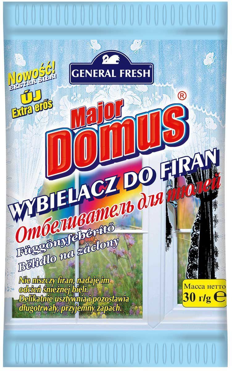 Отбеливатель General Fresh Major Domus, для тюлей, оптический 30 г587100 Отбеливатель General Fresh Major Domus, для тюлей, оптический 30 г587100Отбеливатель для тюлей MAJOR DOMUS - это лучший способ для того, чтобы ваш тюль всегда выглядел как новый. Специально подобранные компоненты бережно ухаживают за тюлем, защищая его от быстрого оседания пыли и других загрязнений. Отбеливатель для тюля восстанавливает снежную белизну, оставляет приятный, свежий запах, который не имеет ничего общего с запахом средства на базе хлора. Отбеливатель для тюлей марки General Fresh мягко укрепляет ткани, благодаря чему, ваш тюль смотрится так, как будто вы повесили их первый раз.