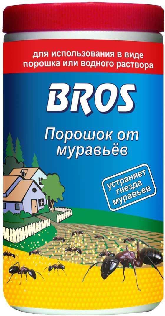 Порошок от муравьев BROS, 100 г706867 Порошок от муравьев BROS, 100 г706867BROS Порошок от муравьев. Препарат для борьбы с муравьями в форме гранулированной пищевой отравы. Специально подобранные составляющие делают препарат исключительно привлекательным для насекомых и обеспечивают его высокую эффективность уже после первого применения. Универсальный порошок для борьбы с муравьями. Используется как в сухом виде для посыпания, так и в растворенном виде для поливки (полностью растворим). 100 г Порошок от белого до серого цвета с характерным запахом для уничтожения муравьев в помещениях и в непосредственной близости от них (на террасах, в беседках и др.). Для использования в виде порошка или водного раствора. Применение: Порошок для посыпки: рассыпать тонким слоем (ок. 10 г/м2) около гнезд и на путях передвижения, трещинах, щелях и швах, откуда будет перенесен в гнездо уничтожая колонию. Жидкость для полива: порошок развести в воде, тщательно помешивая, из расчета 100 г на 2,5 л воды. Обработку проводить сразу после приготовления раствора....
