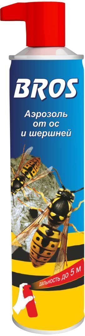 Аэрозоль BROS, от ос и шершней, 300 мл706987 Аэрозоль BROS, от ос и шершней, 300 мл706987BROS Аэрозоль от ос и шершней, Препарат предназначен для уничтожения гнезд ос и шершней. Специальное сопло позволяет распылять препарат с расстояния до 6 м, ограничивая риск прямого контакта с насекомыми. Действие препарата мгновенное и сохраняется в течение нескольких дней, 300 мл для обработки гнезд ос и шершней. Не содержит озоноразрушающих хладонов! Благодаря особой конструкции клапана, распыление можно осуществлять с расстояния 5 м, обеспечивая тем самым безопасность и комфорт. Применение: Перед применением баллон интенсивно встряхнуть! Обработку проводить в конце весны или лета, в прохладные дни, ранним утром до восхода солнца, или после его захода, когда рабочие особи находятся в гнезде. Удерживая баллон в вертикальном положении, направить струю аэрозоля непосредственно на гнезда, расположенные открыто (на террасах, в хозяйственных постройках, под стрехами крыш, карнизами, наличниками), входные отверстия в них, или в места предполагаемого нахождения гнезд (под...