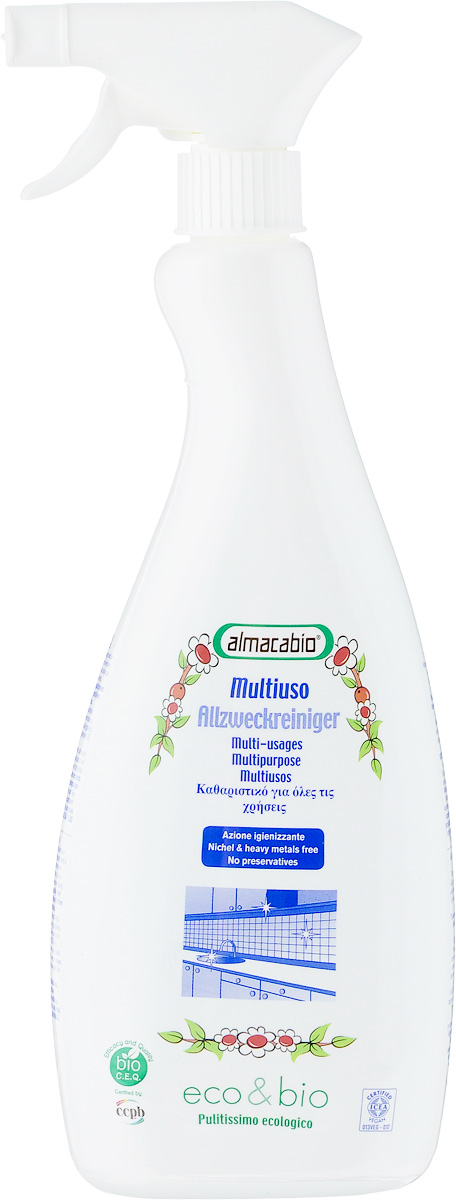 Спрей очищающий Almacabio Multipurpose Spray, для твердых поверхностей, универсальный, 0,75 л18064 Спрей очищающий Almacabio Multipurpose Spray, для твердых поверхностей, универсальный, 0,75 л18064Универсальный спрей Almacabio Multipurpose Spray идеально подходит для очистки вертикальных поверхностей из-за его плотной активной пены. Идеально для стекла, стали, пластика, керамики, рабочей поверхности на кухне, столешницы, лакированных поверхностей. Не оставляет следов или разводов. Усиливает естественный блеск гладких поверхностей. Товар сертифицирован.