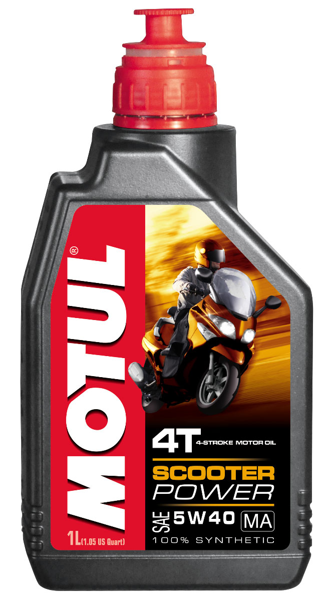 Масло моторное Motul Scooter Power 4T, синтетическое, 5W-40, 1 л105958 Масло моторное Motul Scooter Power 4T, синтетическое, 5W-40, 1 л105958Высокотехнологичное масло для 2-х тактных двигателей мотороллеров оснащенных системой впрыска топлива. 100% синтетика. С пониженной дымностью. Предназначено для всех мотороллеров: городских, спортивных, восстановленных, которые оснащены 2-х тактными двигателями с прямым впрыском или карбюратором. Может применяться в системах с непосредственной подачей масла или предварительно смешиваться с топливом. Может применяться с этилированным и неэтилированным бензином. Совместим с каталитическими нейтрализаторами. API Стандарты: API TC JASO Стандарты: JASO FC - 033MOT046 Одобрения: ISO-L-EGC