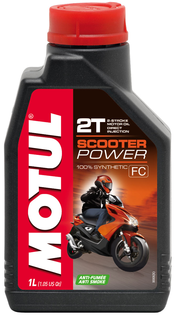 Масло моторное Motul Scooter Power 2T, синтетическое, 1 л106603 Масло моторное Motul Scooter Power 2T, синтетическое, 1 л106603Высокотехнологичное масло для 2-х тактных двигателей мотороллеров оснащенных системой впрыска топлива. 100% синтетика. С пониженной дымностью. Предназначено для всех мотороллеров: городских, спортивных, восстановленных, которые оснащены 2-х тактными двигателями с прямым впрыском или карбюратором. Может применяться в системах с непосредственной подачей масла или предварительно смешиваться с топливом. Может применяться с этилированным и неэтилированным бензином. Совместим с каталитическими нейтрализаторами.