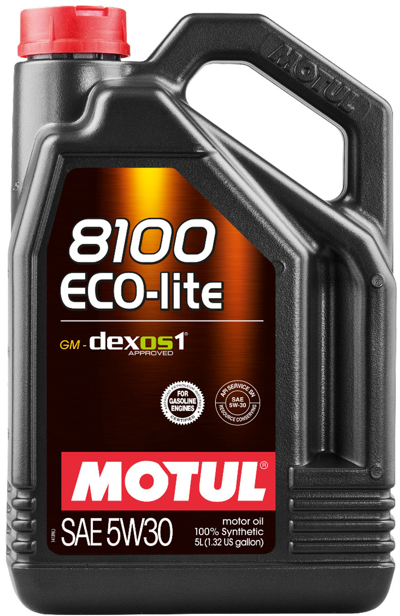 Масло моторное Motul 8100 Eco-Lite, синтетическое, 5W-30, 5 л107252 Масло моторное Motul 8100 Eco-Lite, синтетическое, 5W-30, 5 л107252100% синтетическое энергосберегающее моторное масло для современных бензиновых двигателей Honda, Subaru и Toyota, а так же других азиатских производителей, требующих масло класса вязкости 30. API Стандарты: API SERVICES SN; ILSAC GF-5 Одобрения: GM-dexos1