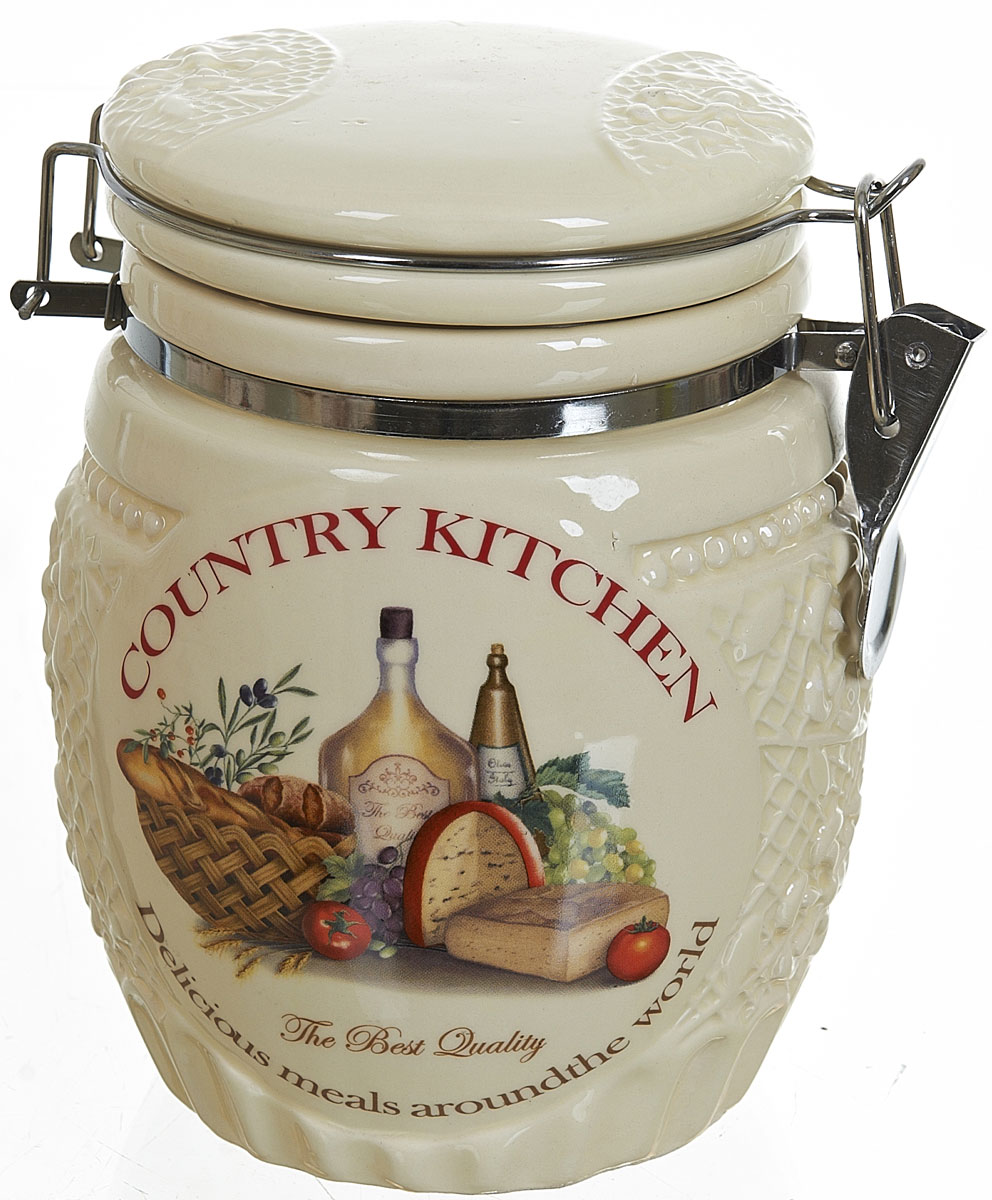 Банка для сыпучих продуктов Polystar Country Kitchen, 840 млL0210041 Банка для сыпучих продуктов Polystar Country Kitchen, 840 млL0210041Банка для сыпучих продуктов Country Kitchen изготовлена из прочной керамики, закрывается крышкой. Банка прекрасно подойдет для хранения различных сыпучих продуктов: чая, кофе, сахара, круп и многого другого. Благодаря силиконовой прослойке и бугельному замку, крышка герметично закрывается, что позволяет дольше сохранять продукты свежими. Изящная емкость не только поможет хранить разнообразные сыпучие продукты, но и стильно дополнит интерьер кухни.