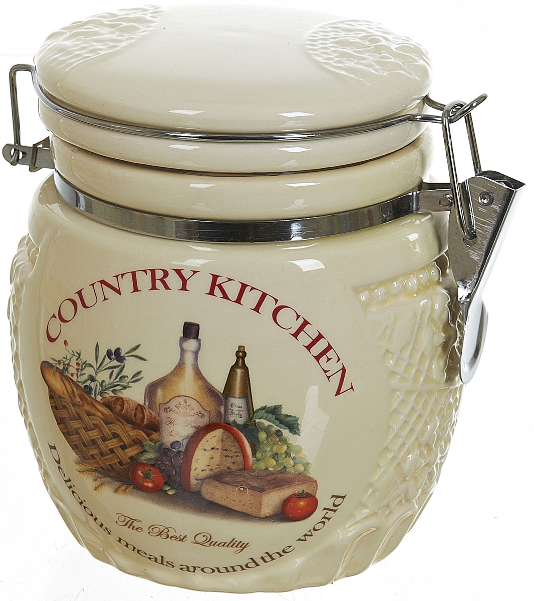 Банка для сыпучих продуктов Polystar Country Kitchen, 730 млL0210042 Банка для сыпучих продуктов Polystar Country Kitchen, 730 млL0210042Банка для сыпучих продуктов Country Kitchen изготовлена из прочной керамики, закрывается крышкой. Банка прекрасно подойдет для хранения различных сыпучих продуктов: чая, кофе, сахара, круп и многого другого. Благодаря силиконовой прослойке и бугельному замку, крышка герметично закрывается, что позволяет дольше сохранять продукты свежими. Изящная емкость не только поможет хранить разнообразные сыпучие продукты, но и стильно дополнит интерьер кухни.