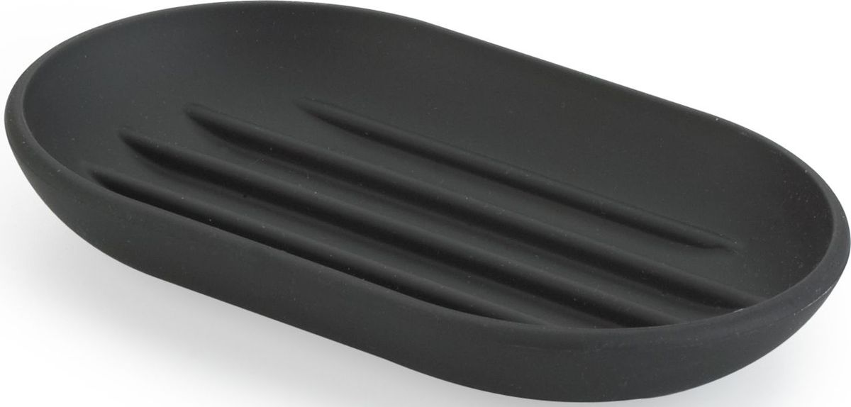 Мыльница Umbra Touch, цвет: черный, 2 х 13 х 9 см023272-040 Мыльница Umbra Touch, цвет: черный, 2 х 13 х 9 см023272-040Функциональность мыльницы неоспорима - именно она защищает нашу раковину от мыльных подтеков и пятен. А как насчет дизайна? В Umbra уверены: такой простой и ежедневно используемый предмет должен выглядеть лаконично, но необычно. Ведь в небольшой ванной комнате не должно быть ничего вызывающе яркого. Немного экспериментировав с формой, дизайнеры создали мыльницу Touch, которая придется кстати в любом доме! Изготовлена из приятного на ощупь пластика, не скользит, а брать из нее мыло удобнее благодаря специальным желобкам на донышке.