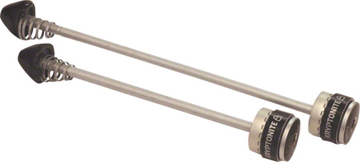 Замок велосипедный Kryptonite Security WheelBoltz, серый0720018001751 Замок велосипедный Kryptonite Security WheelBoltz, серый0720018001751Эксцентрик WheelBoltz предотвращает снятие колеса. - Когда велосипед находит в вертикальном положении, WheelBoltz заблокирован и может быть разблокирован, если велосипед перевернуть вверх колесами. - Простота установки. Никаких специальных инструментов не требуется (в комплекте шестигранный ключ на 5 мм). - Стандартная длинна осевого соединения 130 мм (спереди)/150 мм (сзади). - Легкий вес - всего 120 г комплект.