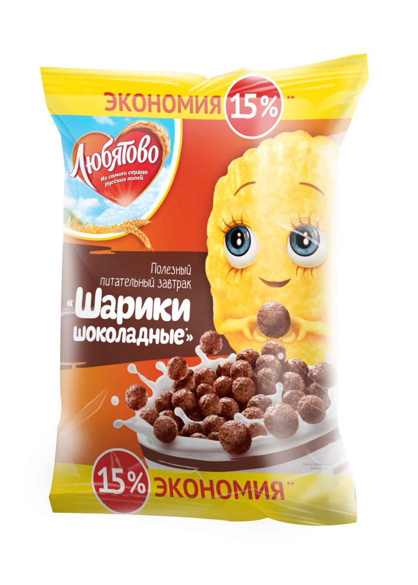 Любятово Готовый завтрак Шарики шоколадные, 350 г1484 Любятово Готовый завтрак Шарики шоколадные, 350 г1484Вкусное, полезное шоколадное лакомство для детей.