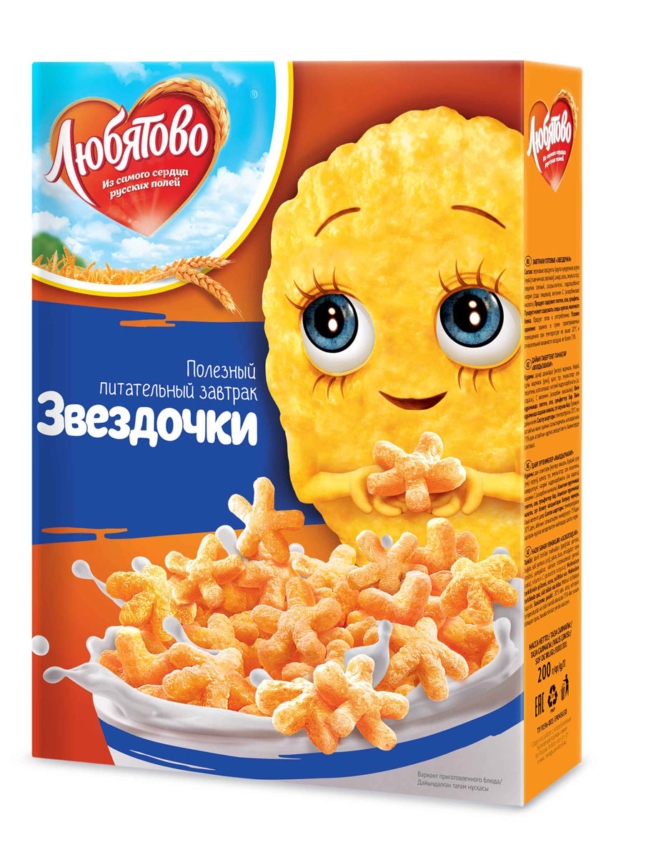 Любятово Готовый завтрак Звездочки, 200 г1556 Любятово Готовый завтрак Звездочки, 200 г1556Готовый завтрак в виде космических звездочек.