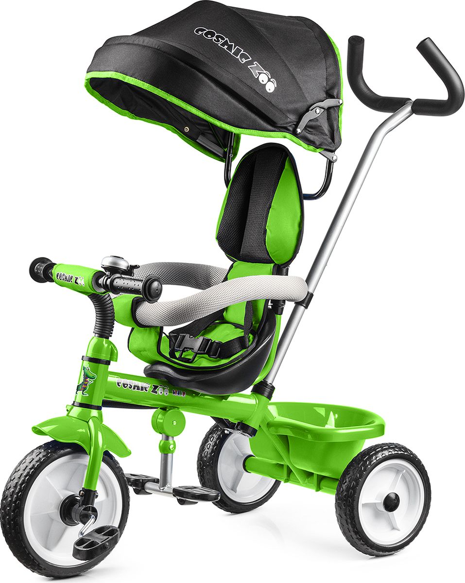 Small Rider Велосипед трехколесный Cosmic Zoo Trike цвет зеленый1283894 Small Rider Велосипед трехколесный Cosmic Zoo Trike цвет зеленый1283894Трехколесный велосипед Cosmic Zoo Trike Представляем потрясающую новинку - трехколесный детский велосипед Small Rider Cosmic Zoo Trike (Смолл Райдер Космик Зоо Трайк). Если перевести с английского, то получится Велосипед Космический зоопарк. Обаятельные персонажи с планеты Мегарион - тигренок, волк, динозаврик и медвежонок будут сопровождать малыша во время приятных прогулок. Cosmic Zoo Trike - настоящий шедевр за доступную цену! Данная модель объединила в себе весь необходимый функционал детского трехколесного велосипеда, а также яркий, нарядный дизайн, стиль и доступную цену. Альтернатива прогулочной коляске Велосипед имеет круглую крышу-капор, и, по совокупности возможностей, является хорошей альтернативой прогулочной коляске. Ведь он также как и коляска имеет ремни безопасности, складную подножку, мягкое сиденье, спинку, подголовник. В дороге будет не скучно! Несмотря на обилие функций прогулочной коляски Cosmic Zoo...