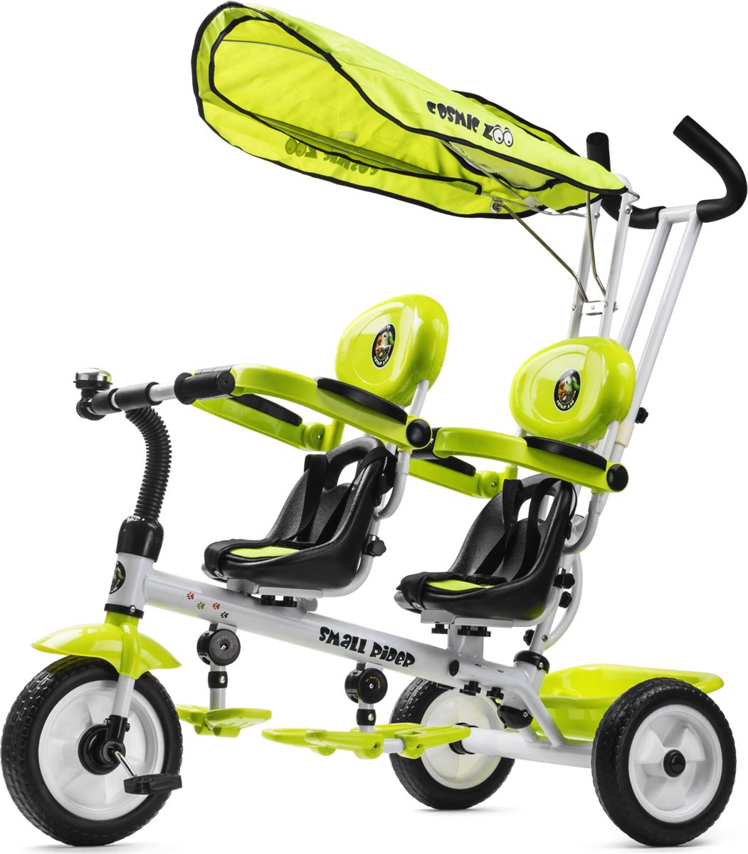 Small Rider Велосипед трехколесный для двоих детей Cosmic Zoo Twins цвет лайм223193 Small Rider Велосипед трехколесный для двоих детей Cosmic Zoo Twins цвет лайм223193данная модель ранее называлась Two kings, но после усовершенствования получила название Cosmic Zoo Twins. Она ожидается на складе в конце февраля. Доступный и надежный велосипед для двойни. На смену трехколесного велосипеда Small Rider Two kings поступила модель Cosmic Zoo Twins. Велосипед доступен в ярком салатовом летнем цвете, который подходит и для мальчиков, и для девочек. Усиленная ручка, широкая сварка. В отличие от Two Kings новинка Cosmic Zoo Twins получила U-образное усиление ручки, дополнительное укрепление основания с дополнительными винтами. Это все чрезвычайно важно, поскольку основная тяжесть велосипеда, нагруженного двумя сидящими в нем детьми приходится на основание ручки, и это место должно основательно усиливаться. Также в велосипеде Космик Зоо Твинс используется широкая шовная сварка для того, чтобы некоторые части, подверженные повышенным нагрузкам не расходились и не отвалились в будущем. Надежность...