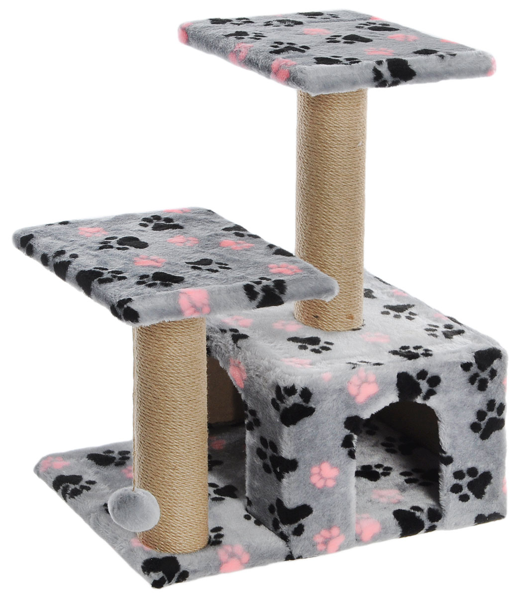 Игровой комплекс Гамма для кошек, двухуровневый, цвет: серый, 570 х 350 х 770 ммЩг-18700слап Игровой комплекс Гамма для кошек, двухуровневый, цвет: серый, 570 х 350 х 770 ммЩг-18700слапЭтот функциональный игровой комплекс для кошек станет любимым местом ваших питомцев. Комплекс состоит из двух джутовых столбиков, каждый диаметром 80мм, с двумя разноуровневыми платформами (300х300мм). Дополняет изделие уютный домик с просторным входом и мягкая игрушка на резинке. Размер основания: 570х350мм.