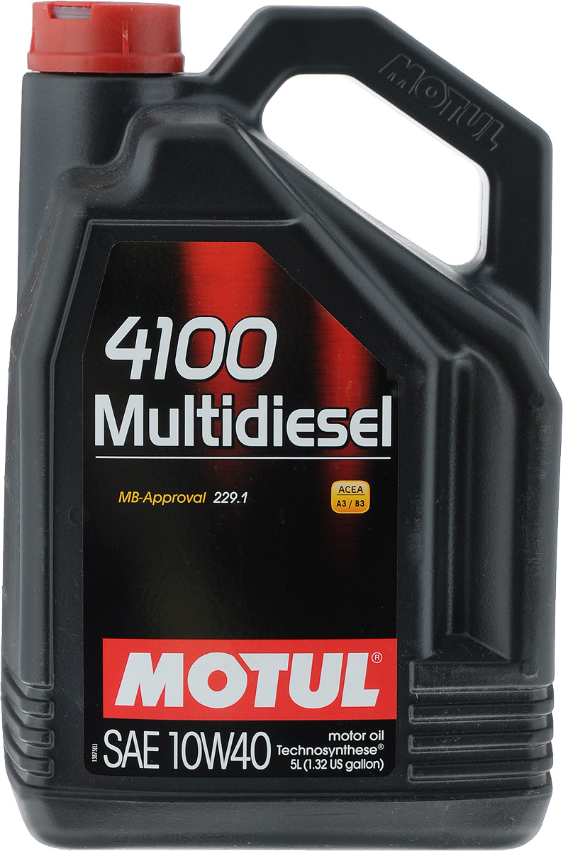 Масло моторное Motul 4100 Multidiesel. Technosynthese, синтетическое, 10W-40, 5 л100261 Масло моторное Motul 4100 Multidiesel. Technosynthese, синтетическое, 10W-40, 5 л100261Моторное масло для дизельных и турбодизельных автомобилей Technosynthese. Специально разработано для автомобилей с дизельными двигателями. Все современные дизельные двигатели и двигатели предыдущего поколения, в том числе с турбонаддувом. ACEA Стандарты: A3/B3 API Стандарты: API CF Одобрения: MB-Approval 229.1.