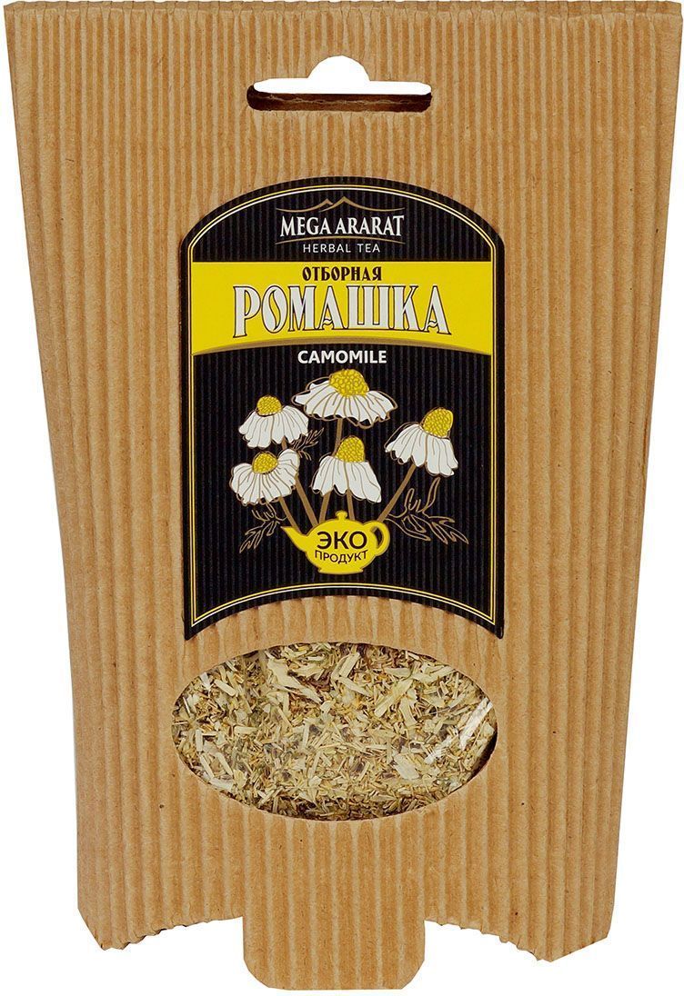Mega Ararat Ромашка цветки травяной чай листовой, 50 г4850005720153 Mega Ararat Ромашка цветки травяной чай листовой, 50 г4850005720153Mega Ararat Ромашка цветки - натуральный продукт из высокогорных, экологически чистых регионов Армении ручной сборки и традиционной сушки без химических добавок. Ромашковый чай обладает сильным антисептическим свойством. Используется для профилактики простудных заболеваний, может снимать воспаление и спазмы при заболеваниях желудка, уменьшать боль. Снижает риск возникновения камней в почках и желчном пузыре. Оказывает мягкое успокаивающее действие на центральную нервную систему, помогает справиться с негативным воздействием стрессов, бессонницей.