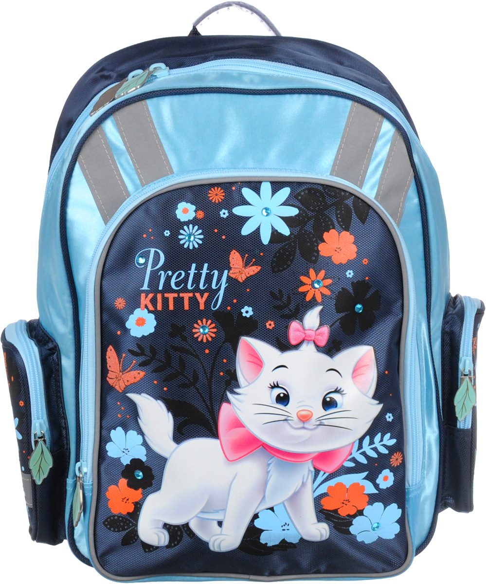 Marie Cat Рюкзак детский MCAB-UT1-836MCAB-UT1-836 Marie Cat Рюкзак детский MCAB-UT1-836MCAB-UT1-836Рюкзак детский Marie Cat выполнен из высококачественного полиэстера. Имеет одно объемное основное отделение на застежке-молнии. Основное отделение содержит три небольших накладных кармана, два открытых, один на молнии. Снаружи располагается внешний карман с изображением кошечки Мари из мультфильма Коты-аристократы. По бокам рюкзака расположены два кармана на молнии. Множество карманов повышает функциональность рюкзака и позволяет использовать его не только для учебы, но и для занятий спортом, поездок за город. Широкие мягкие регулируемые лямки и мягкая спинка анатомической формы предохранят плечи и спину ребенка от перенапряжения. Рюкзак имеет текстильную ручку с резиновым хватом для удобства переноски. Спинка выполнена с использованием высокотехнологичного упругого материала (EVA) и специально расположенных эргономических элементов с воздухообменной сеткой, служащих для правильного и безопасного распределения нагрузки на спину ребенка. Лямки рюкзака...