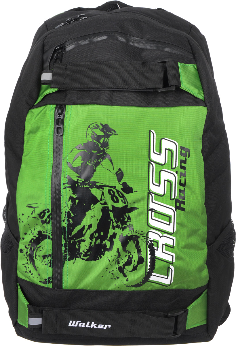 Walker Рюкзак школьный Xtreme Sports Cross Racing42400/60 Walker Рюкзак школьный Xtreme Sports Cross Racing42400/60Школьный рюкзак Walker Xtreme Sports Cross Racing - это современный многофункциональный молодежный рюкзак, который выполнен из прочного износостойкого материала высокого качества. Рюкзак имеет одно основное отделение, закрывающееся на молнию с двумя бегунками. Внутри главного отделения находится один основной карман. Рюкзак оснащен двумя боковыми карманами в сетку. На лицевой стороне рюкзака расположены два кармана на молнии. Мягкие широкие лямки позволяют легко и быстро отрегулировать рюкзак в соответствии с ростом. Также аксессуар дополнен уплотненной вставкой в спинке. Этот рюкзак разработан специально для людей стильных и модных, любящих быть в центре внимания.
